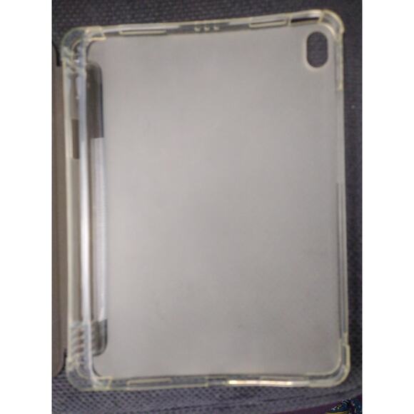 Tri-Fold Tablet Folio Case with Clear Back Stand, Stylus Slot, Black Gray - Picture 3 of 5